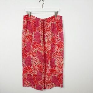 Josie Natori Pajama Bottoms Women's size Medium Vintage Pink Floral Cropped